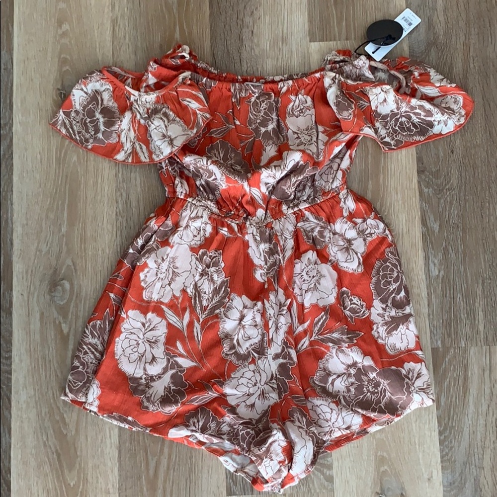 Floral cold shoulder/off the shoulder romper